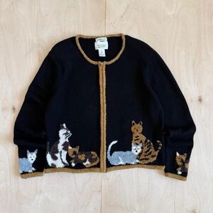Christopher & Banks - Cat Hand Embroidered Sweater Cardigan